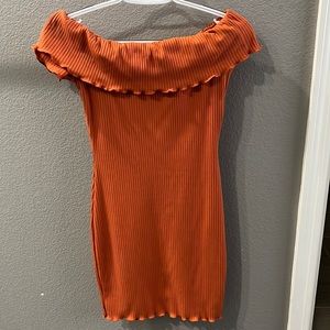Orange off the shoulder dress!!
